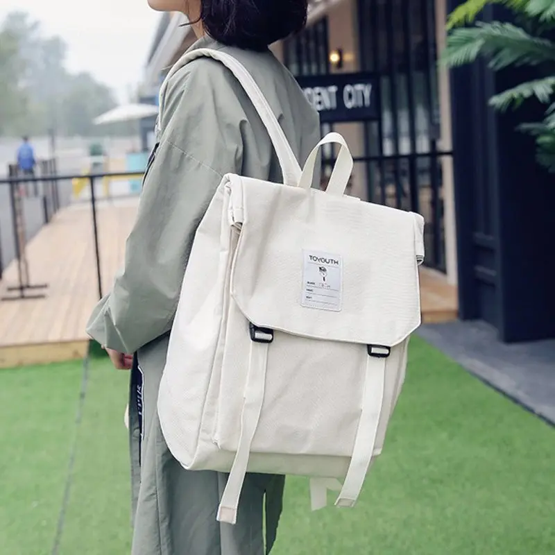 Брендовый модный рюкзак, женские холщовые рюкзаки для девочек-подростков, Большая вместительная женская сумка через плечо, Студенческая школьная сумка - Цвет: white