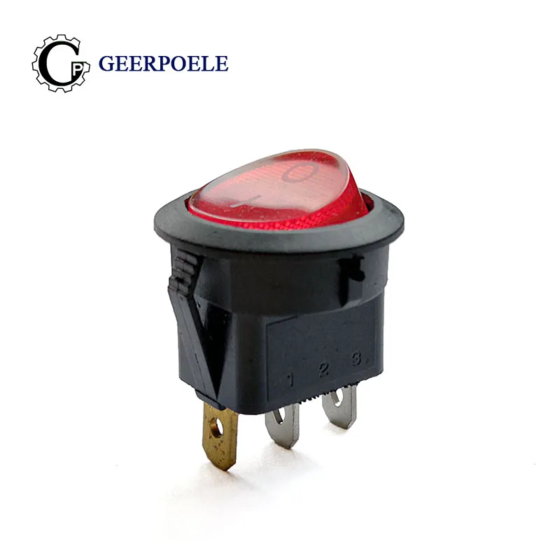 

5 pcs/lot 23mm Lamp 3 Pin 250V 6A Boat Round Switch SPST Snap-in ON/OFF LED Rocker Switch Light