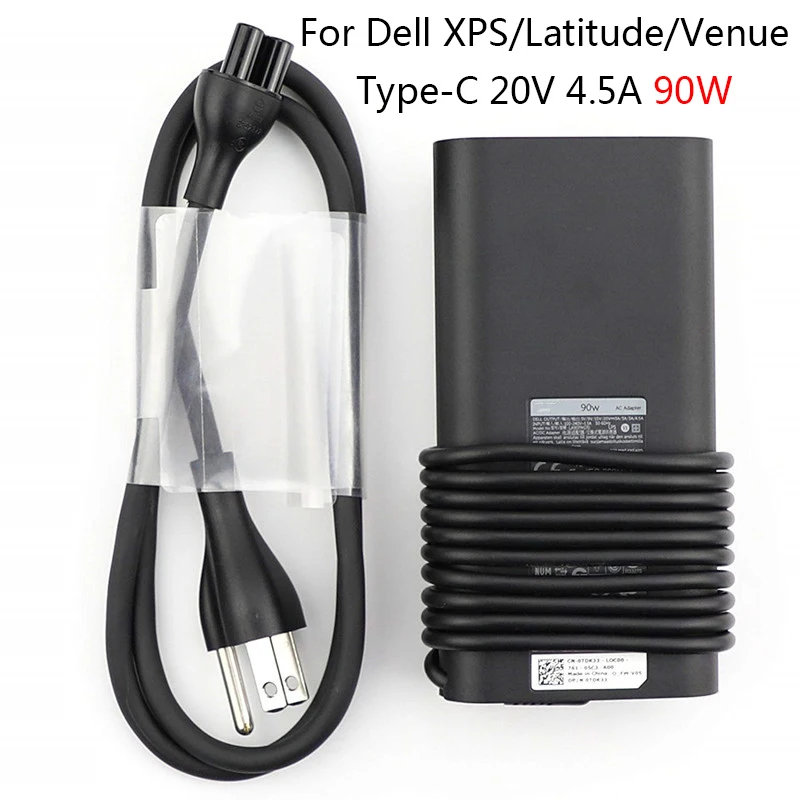 

Laptop Charger for DELL XPS12 9250 ,XPS13 9360,XPS13 9365,XPS15 9560,Latitude / Venue 8 Pro PD Power Adapter Type-C 20V 4.5A 90W