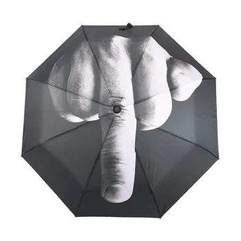 

Creative Cool Middle Finger Umbrella Impact parasol 3 Fold Windproof Folding Rain Umbrellas Rain Women Parasol men Umbrella