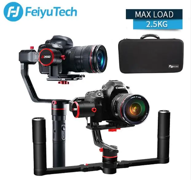 

feiyu a2000 3 Axis Gimbal DSLR Camera Stabilizer Dual Handheld Grip for Canon 5D SONY Nikon 2000g Payload Bluetooth with bag