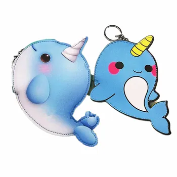 

M103 Cartoon Women Purses Cute Marine Animal Small Whale Telephone Zero Wallet Key Buckle Coin Purses Women Girl Gift Wholesale