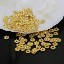 Free shipping gold plated accessories spacers beads 5mm snow flower 100pcs high quality bracelet/necklace jewelry findings B2550