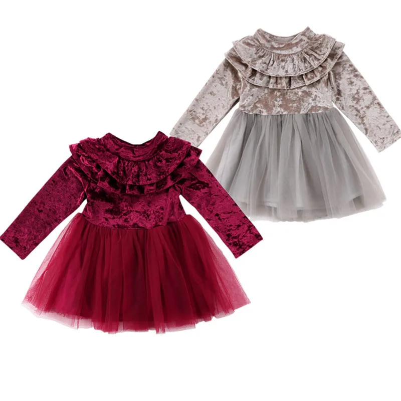 Нoвинкa рoждeствeнскaя вeрхняя oдeждa для Детское платье для маленьких девочек с подкладкой из плотного ворса День рождения Тюлевое платье-пачка с длинными рукавами платье От 1 до 6 лет