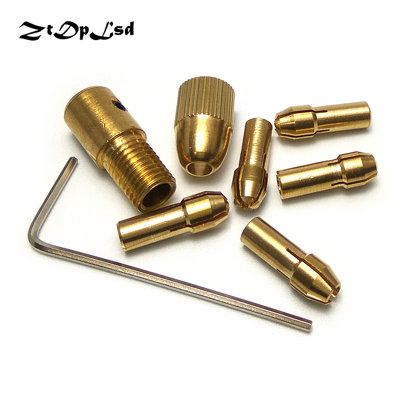 

ZtDpLsd 7Pcs/set Mini Drill Chucks Adapter Keyless Socket Dremel Small Electric Drill Bits Power Tools Micro Drill Collets Clamp