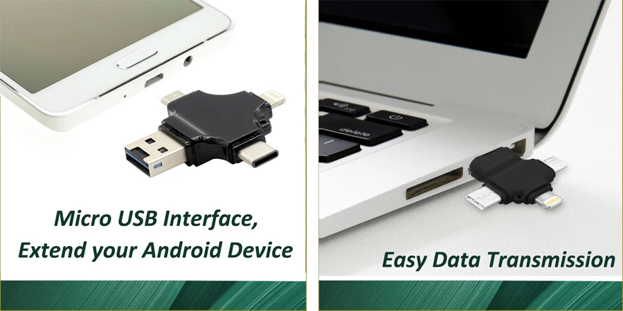 Для Iphone Micro USB 4 в 1 OTG USB Micro memory sd card Reader телефон USB флэш-накопитель