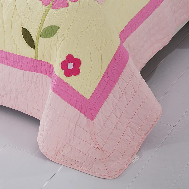 Розовый Аппликация девушки покрывало Стёганое одеяло комплект 3 шт. хлопковое покрывало одеяла ручной работы покрывала queen Размеры 220*240 см мягкие Одеяло