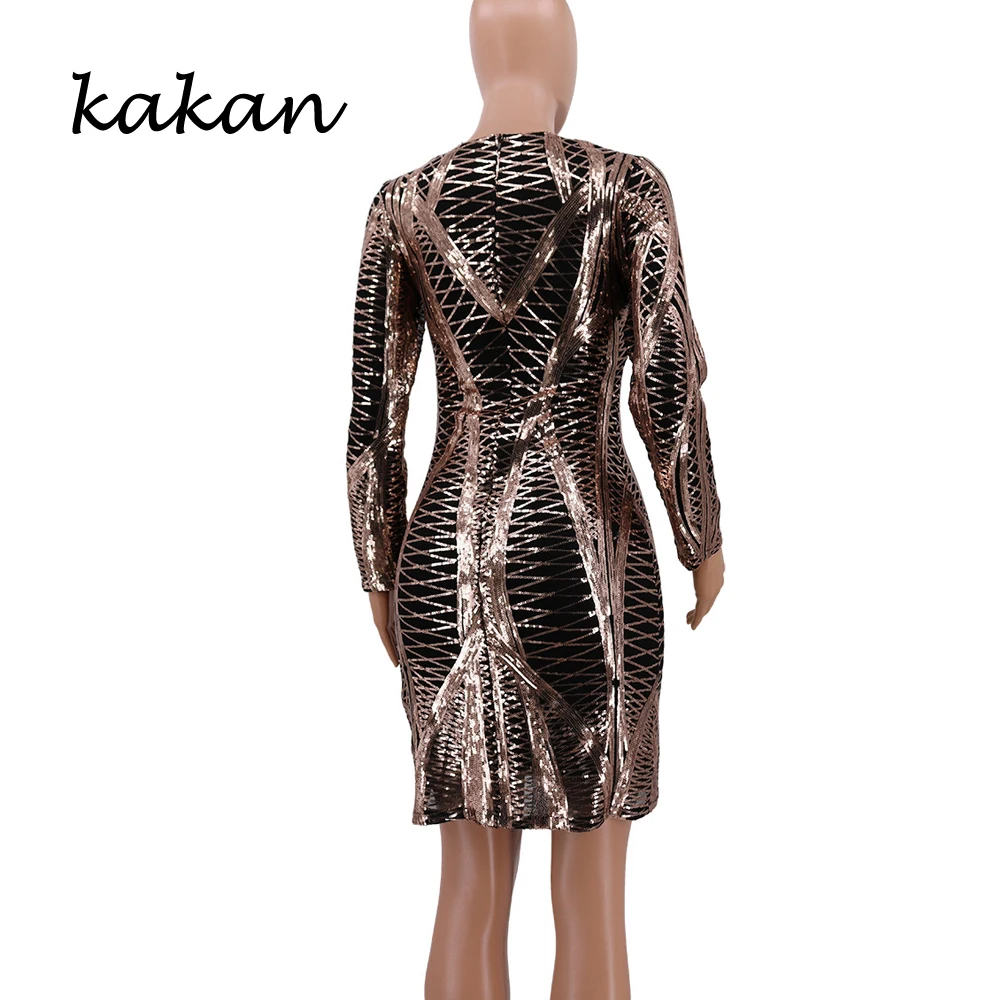 Kakan Новое Женское платье с пайетками для ночного клуба сексуальное платье с пайетками модное Клубное вечернее платье