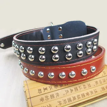 

New Fashion Leather Dog Collar Simple Comfort Mushroom Staple Pet Collar for Medium and Big Dog Pet Accessories(black,brown)