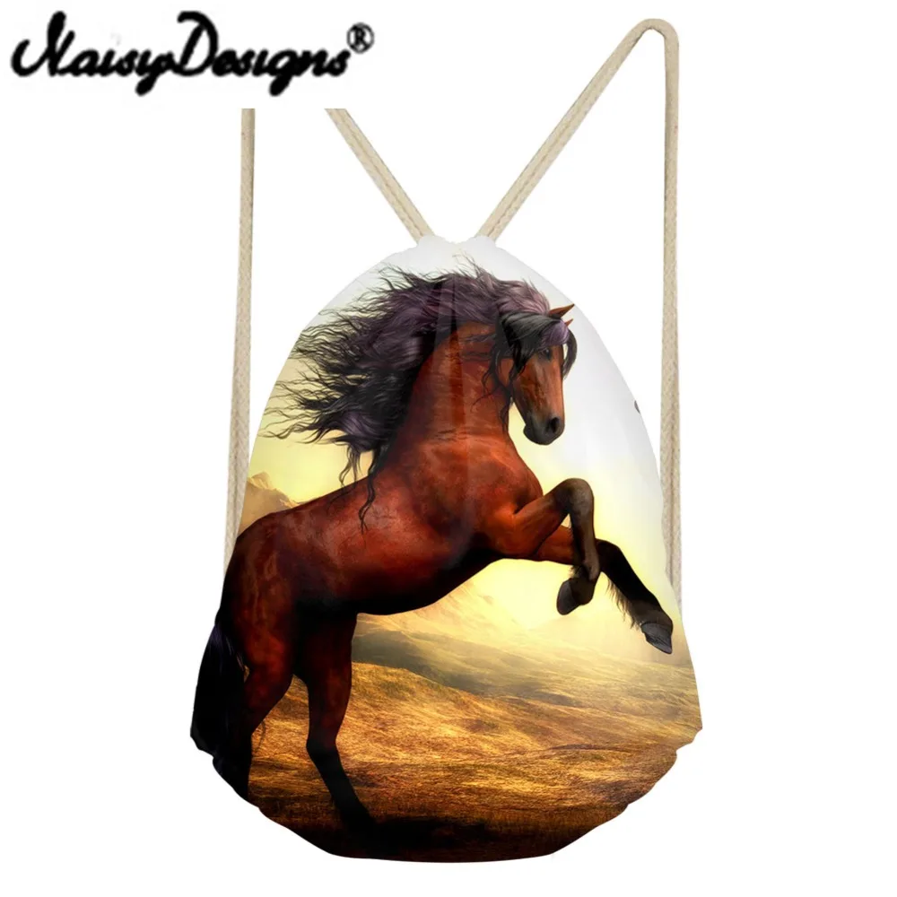 NOISYDESIGNS Crazy Horse and Unicorn Printing Drawstring bags for Men and Women Backpack School Shopper Travel Day packMochila