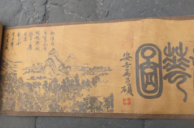 

Hand-painted Chinese paintings, long axis of the Ming Dynasty (1368 - 1688) in China,Suzhou Chinese traditional garden views