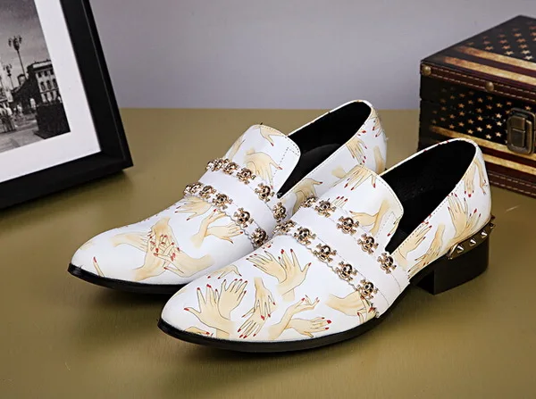 white and gold men dress shoes