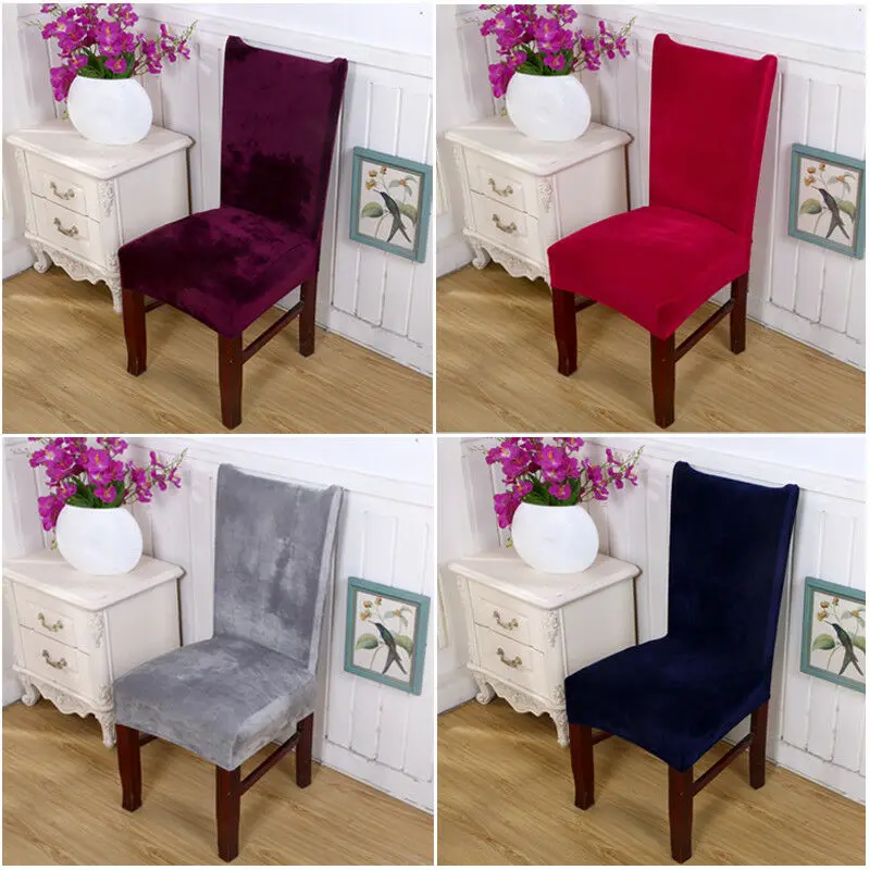 

Multicolor Stretch Fox Velvet Fabric Dining Room Wedding Kitchen Home Chair Seat Covers