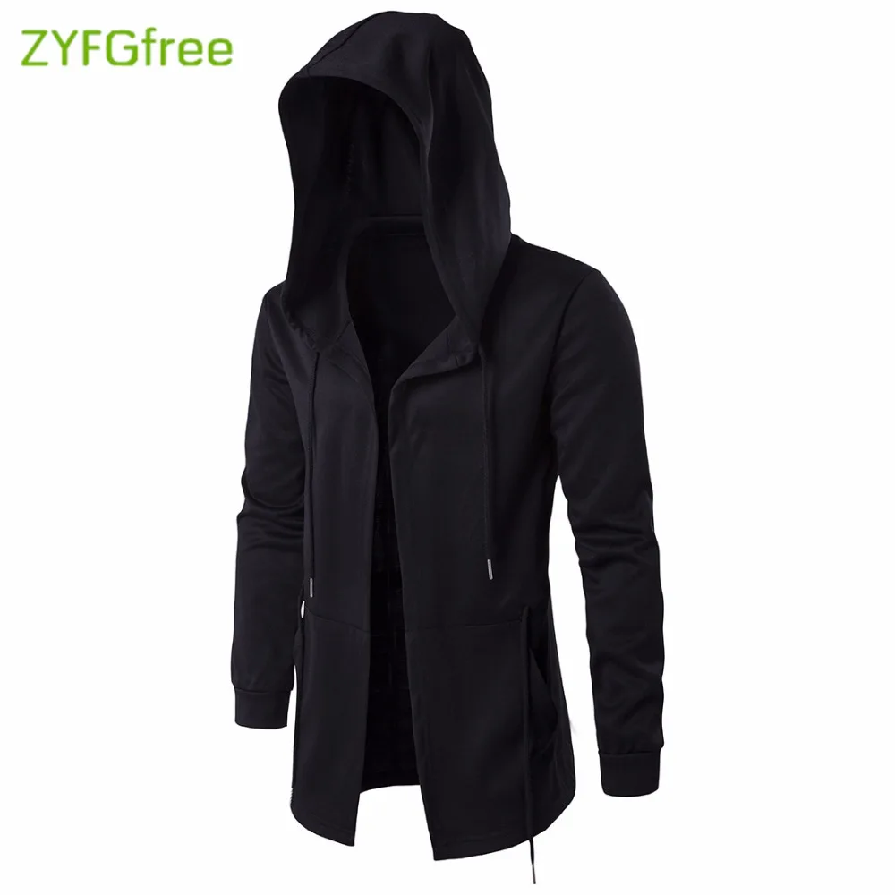 

2018 autumn dark men's windbreaker men's long cape shaman cape hooded jacket large size men's C64