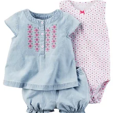 Новая летняя детская одежда из 3 предметов для маленьких девочек, брендовые хлопковые топы Carte+ боди+ шорты