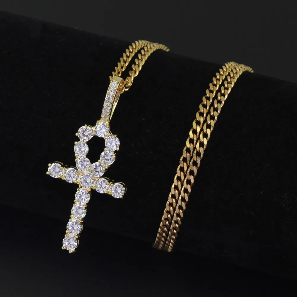 Кулон в стиле хип-хоп Anha с крестом, медная установка, CZ камни, ожерелье, ювелирные изделия для мужчин и женщин CN019