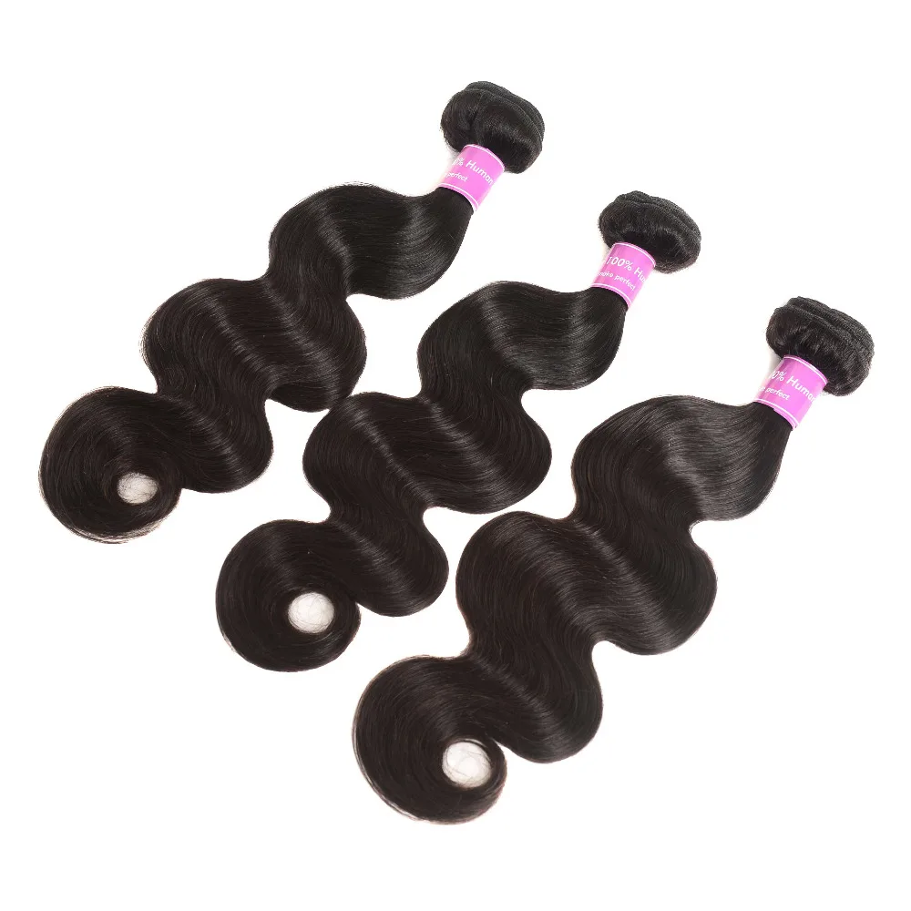 Real Beauty Peruvian Hair 3 Bundles Deal With Closure 100% Human Hair Weave Body Wave Hair Bundles With Lace Closure Non-Remy