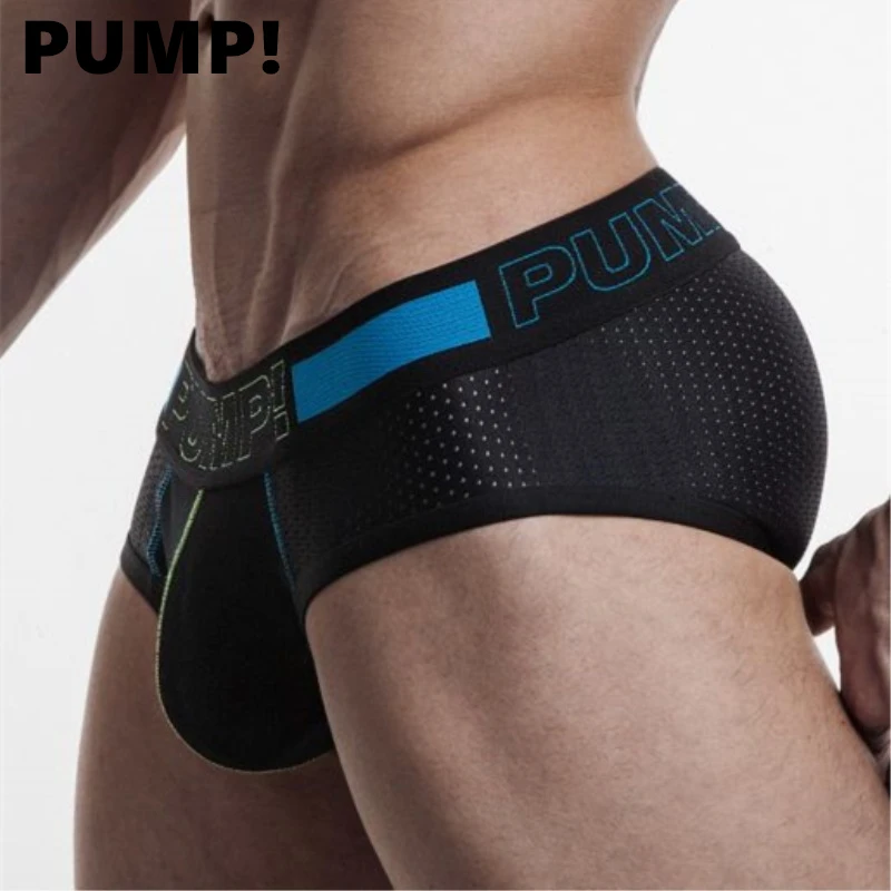

2019 Fashion PUMP! Underwear Male Cotton Mesh Briefs Cueca Gay G-String Jockstrap Sexy Men Underwear Convex Pants Dropshipping