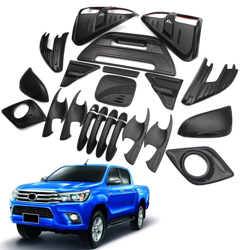 

for Toyota Hilux Revo 4 Doors 2016 2017 2018 ABS Auto Car Accessories Kit Light Mirror Handle Oil Cap Cover Trims 25pcs