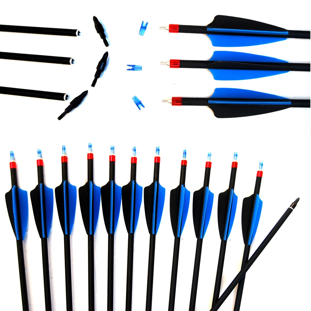 

28"/30"/31" Archery Carbon Target Arrows Hunting Arrows with Adjustable Nock Replaceable Field Points for Compound/Recurve Bow