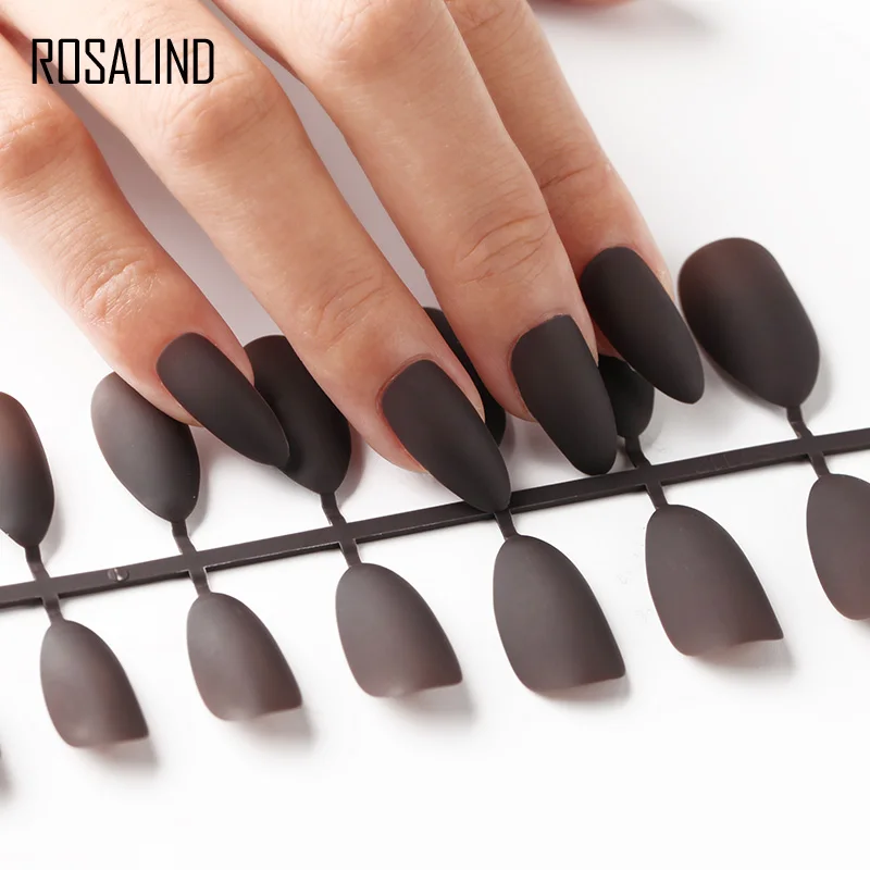 ROSALIND 24pcs Matte Fake Nails Nail Art Manicure Tips For False Nail Art Decoration Forms Extension Manicure Art False Nails - Цвет: N5284-09