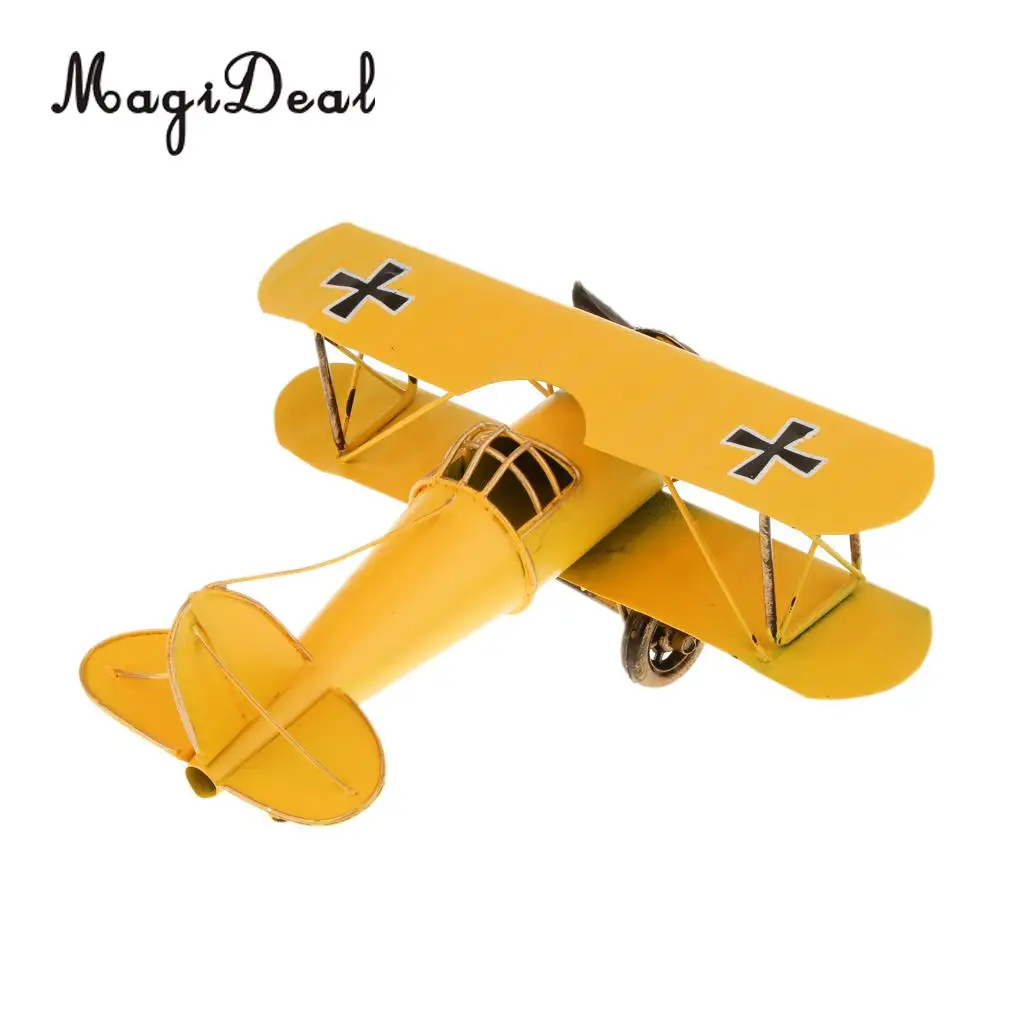 MagiDeal, 1 шт., винтажная металлическая модель самолета, биплан, самолет для дома, гостиной, декор для детей, мальчиков, дошкольников, игрушки для активного отдыха