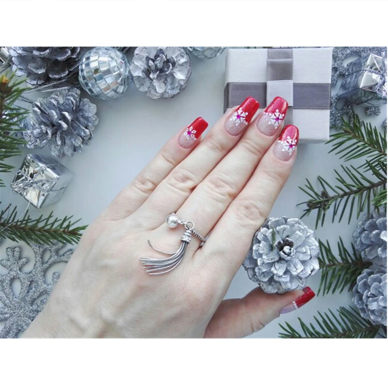 VOROCO Authentic Original 925 Sterling Silver Tassels and Beads Stylish Band Cuff Adjustable Cuff Ring Woman & Lady Fine Jewelry Fine Jewelry