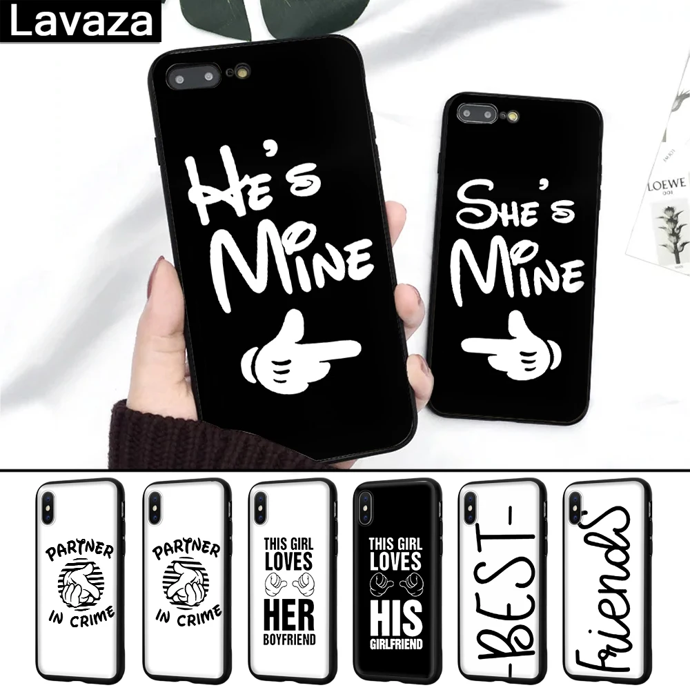 

Lavaza letter printing couple Silicone Case for iPhone 5 5S 6 6S 7 8 Plus X XR XS Max