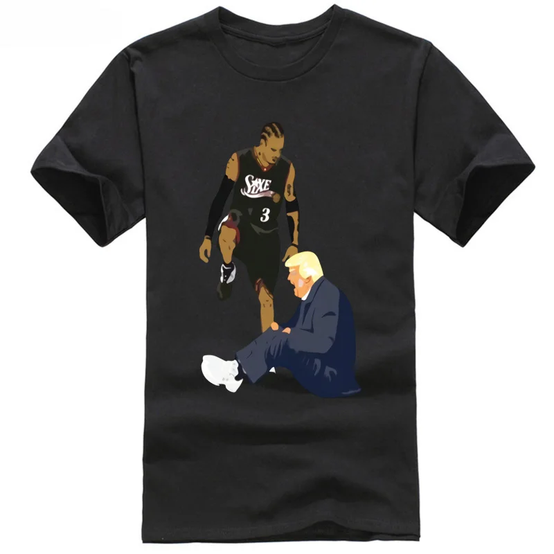 Allen Iverson Crossing Donald Trump Футболка летняя рубашка 2018 короткий рукав плюс размер |