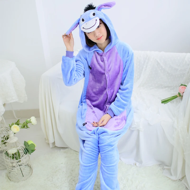 Осел взрослых пижамы Косплэй мультфильм животных Onesie Костюм для Рождества и