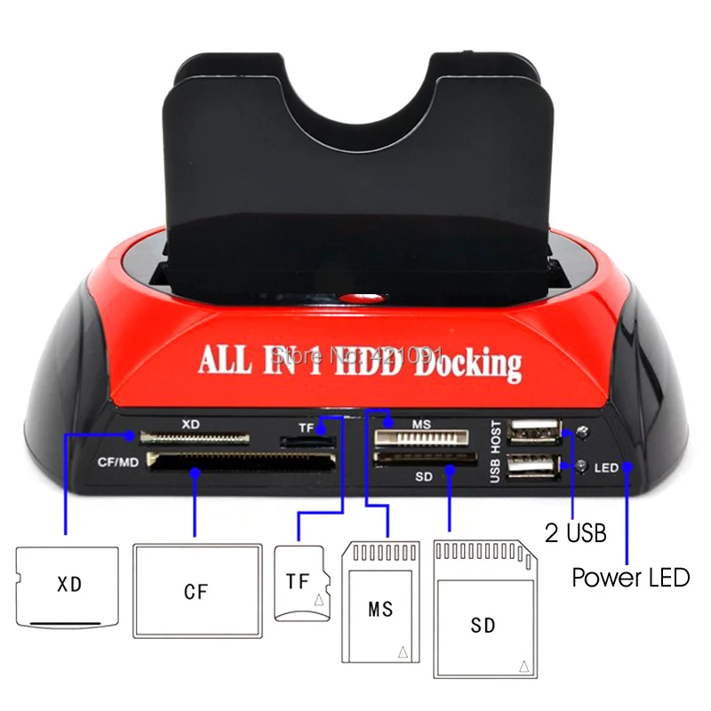 2.5 3.5 Inch IDE SATA Hard Drive Base with Card Read 06