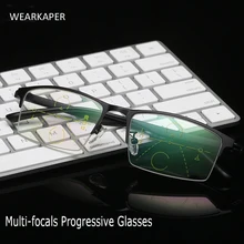 WEARKAPER сплав рамка мульти-фокусные прогрессивные очки для чтения мужские пресбиопические очки диоптрийные очки мужские+ 1,0-3,5