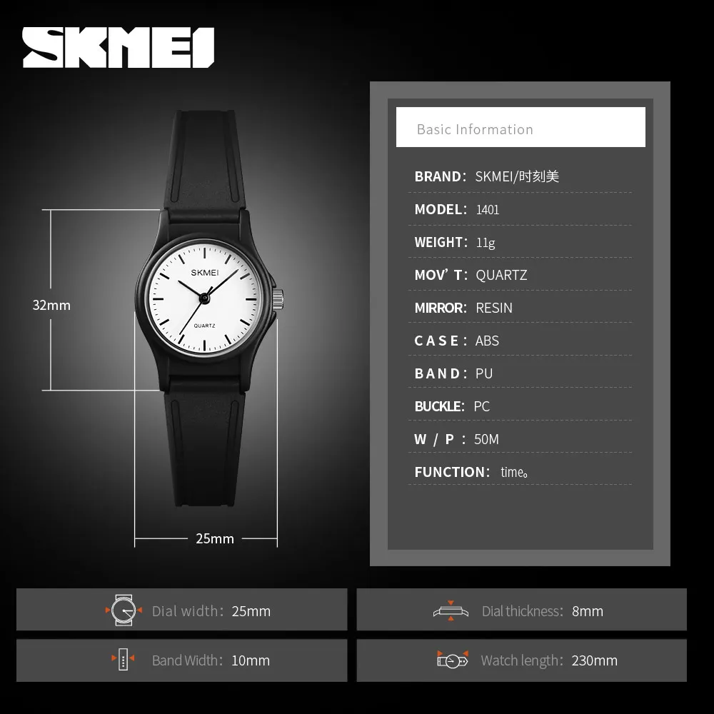 SKMEI детские часы Пластик основа для мальчиков и девочек студентов Спорт на открытом воздухе Водонепроницаемый PU браслет кварцевые часы 1401