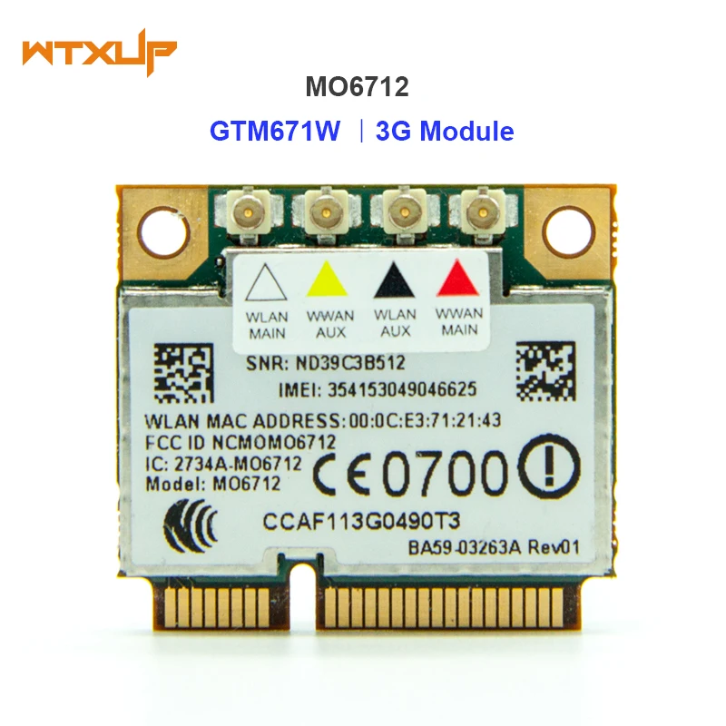 

Mini PCI-E 3G Module Wireless WWAN Wifi Wlan Card for Option GTM671W MO6712 HSDPA GPS EDGE WCDMA UMTS GSM 2 in 1 Modems