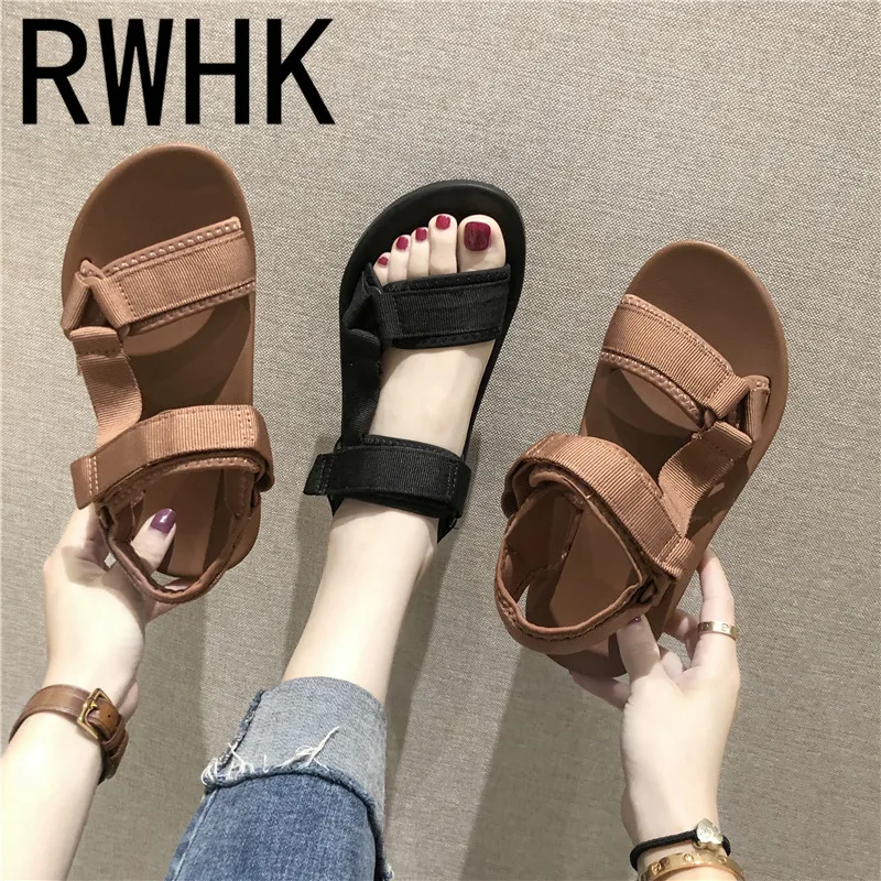 

RWHK 2019 sandals female summer new Korean version of the wild magic stickers fashion sports platform shoes women sandals B011
