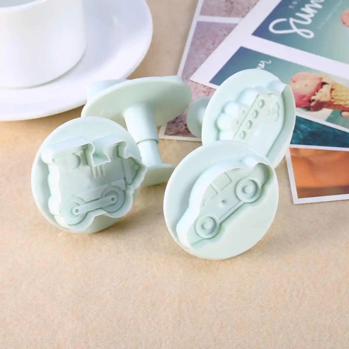 L 4pcs/lot Car Train Ship Plane Fondant Mold Cutter Cake Cookie Sugarcraft Decor Moulds
