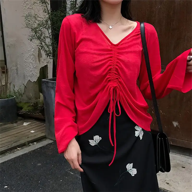 Повседневные женские футболки топы японские Kawaii для девушек Ulzzang шнурок