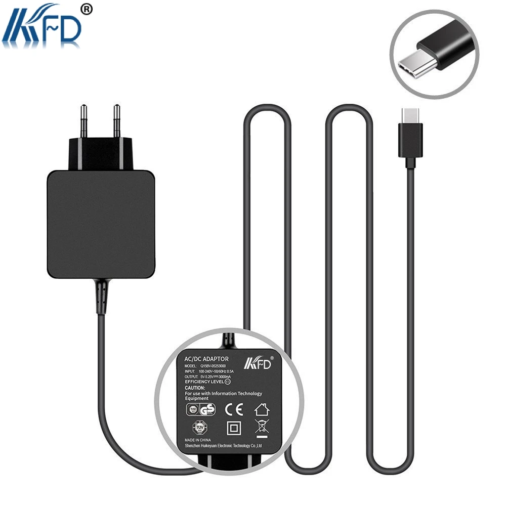 KFD 5.25V 3A USB Typ C AC/DC Adapter Charger for Xiaomi 6 One Plus 5 ...