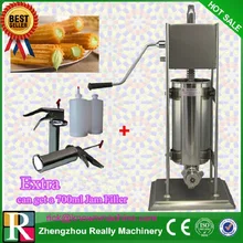 Ручной тип для производства Чуррос/нержавеющая сталь 2л черро делая машину с тремя прессформы и сопла с 700 мл черро наполнитель