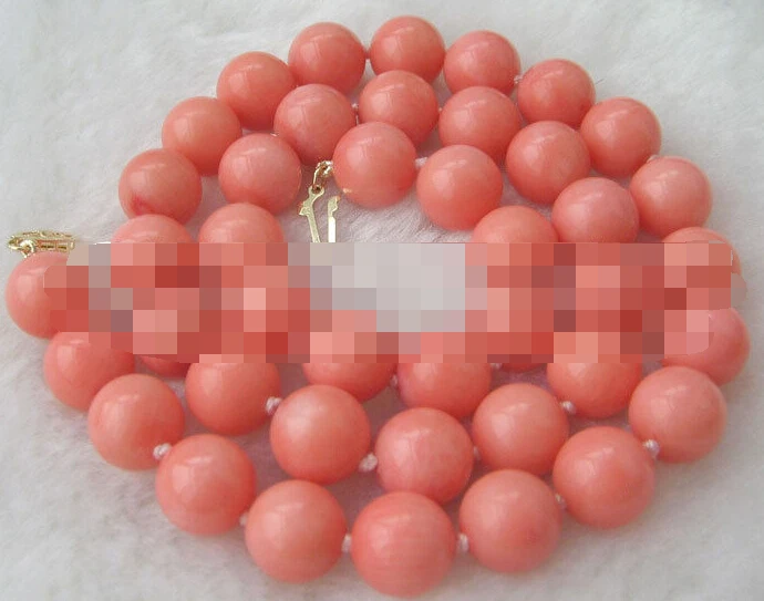 

0926 natural perfect round pink coral necklace