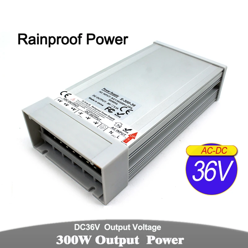 Переменный блок питания для работы вне помещений DC 36V 8.3A 300W трансформатор драйвера 220v 110v AC DC36V адаптер питания для светодиодных лент модули света