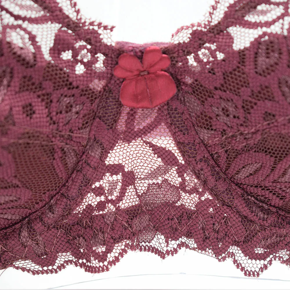  Sexy Lace Bra Plus size A B C D Cup Underwire Gather Adjustment Plunge Lingerie Bras For Women Embr