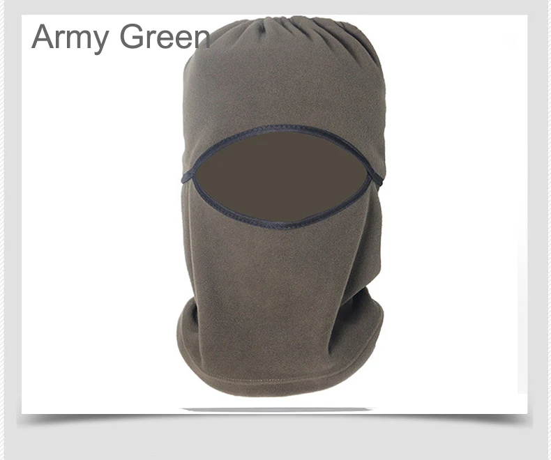 army green Холодную погоду Зимние теплый Манишка из флиса Балаклава из «дышащей» ткани ветроустойчивый сноуборд полный черная маска для лица шляпа 10 шт./лот - Цвет: army green