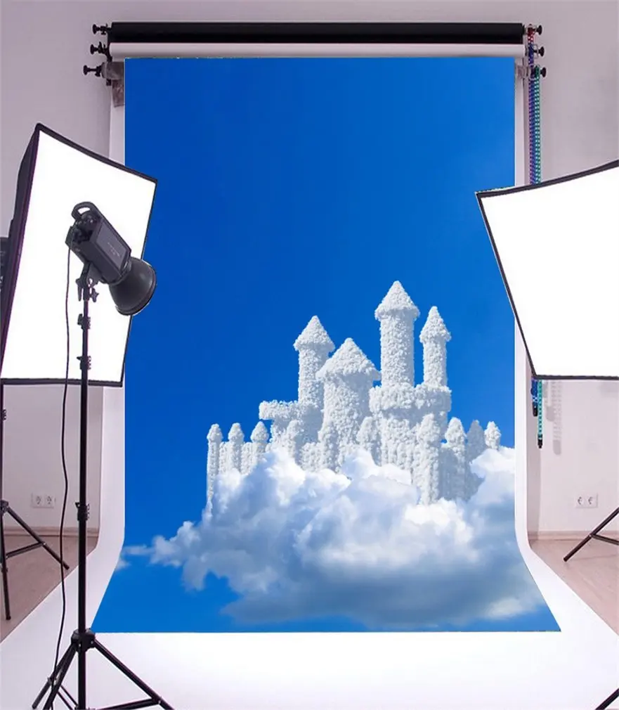 

Photography Backdrop Dreamland Fairytale Castle White Cloud Blue Sky Fantasy Girl Photo Background