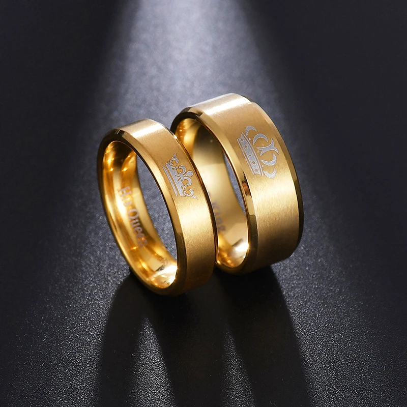 Auxauxme, Золотая Корона, пара колец, нержавеющая сталь, ее король, его королева, обручальные кольца, юбилейное Ювелирное кольцо, кольцо для влюбленных 5-13