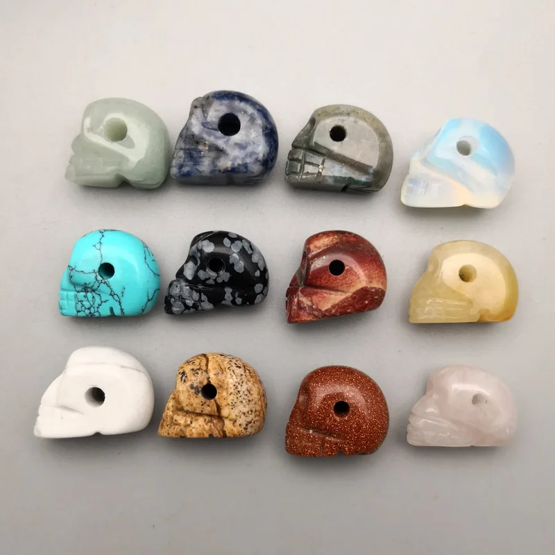 

Fashion jewelry Mixed hole skull Natural Stone pendants Good quality Charm skeleton Pendants 12pcs/lot Free shipping Wholesale