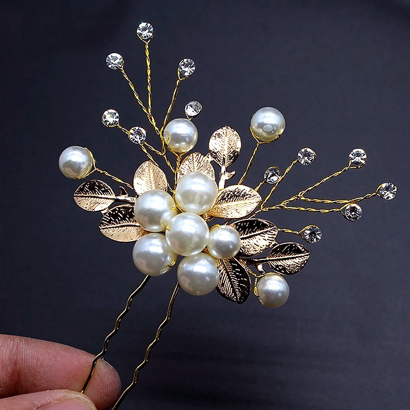 Mohini Bruids haar speld Gouden pin Pearl Hair pin Trouwen Accessoires Haaraccessoires Haarspelden 