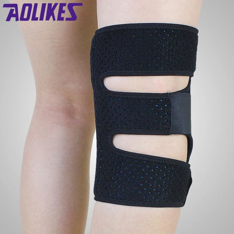 Aolikes دعم هلام السيليكا 4 الينابيع استقرار الركبة الركبة حامية كرة الطائرة تنفس الرياضية منصات الركبة joelheira