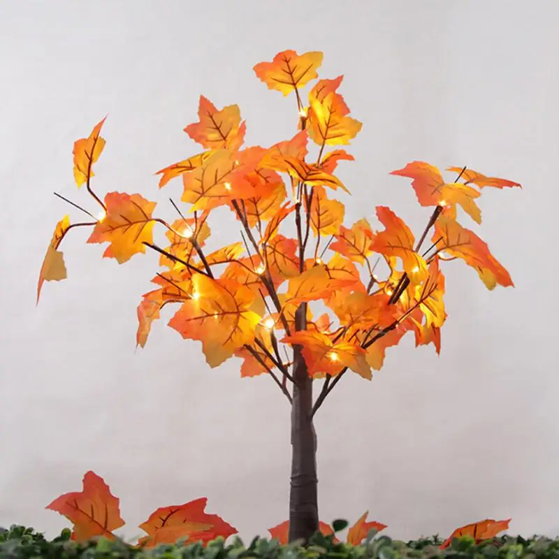 3W 48 LED Battery Operated Maple Leaf Tree Light Maple Lamp Holiday Lighting for Christmas Halloween Thanksgiving Decoration