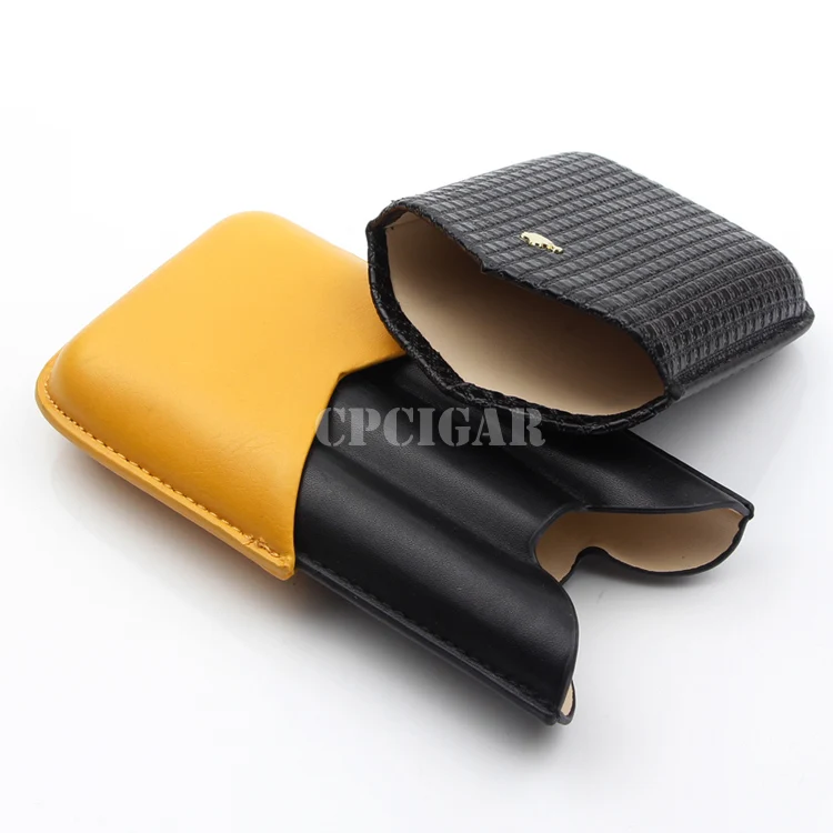 Soft Genuine Leather Cigar Case Holder Portable Travel 3 Cigars Cohiba